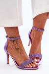 Women's Sandals On A High Heel With Rhinestones Violet Perfecto