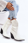Women's Cowboy Boots On Heel White Melaitia