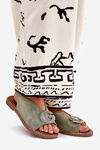 Flat Sandals With Decoration Green Haliones