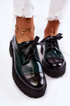 Lacquered Lace-Up Shoes Laura Messi 2441 Green