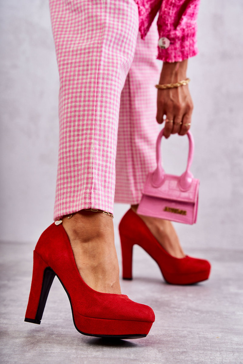 Classic Suede Pumps On Heel Red Soro