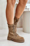 Women’s Worker Boots With Zipper Made Of Eco Suede Dark Beige Savalann