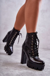 Leather Snake Boots On High Heels Black Madly