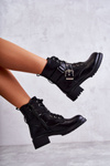 Leather Boots With Belt And Studs Black Lanelly
