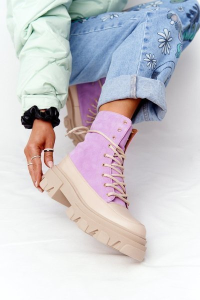 Women's Suede Boots Lewski Shoes 3007-0 Violet
