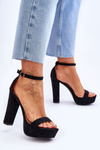 Comfortable Suede Sandals On A High Heel Black Essence