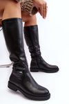 Women's Flat Knee-High Insulated Boots Black Saraseini