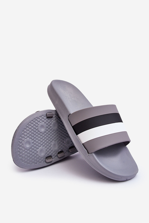 Men's Striped Slippers Gray Vision