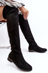 Women's Knee-High Boots On Flat Heel Black Bikka