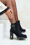 Women's Boots With Golden Buckle On Heels Insulated Black Erilanes