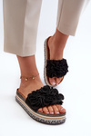 Women's Platform Sandals Adorned with Flowers Black Nodina