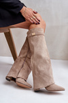 Heeled Boots With Turned Shaft Beige Evyra