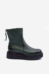 Zazoo 60369 Women's Leather Platform Ankle Boots Green