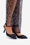 Shiny High Heels With Bow Black Gredan