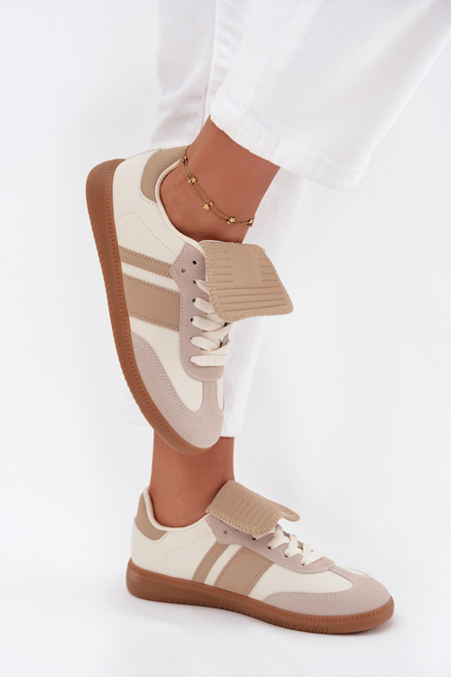 Low Women's Sneakers With Turned Tongue Beige Ardira