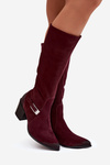Leather Suede Boots with Heels with Buckle Warm Zazoo 70156 Bordeaux