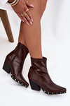 Women's Cowboy Boots Made of Eco Leather with Heel Brown Abrielle
