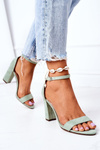 Suede High Heel Sandals Green Florence