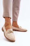 Women's Suede Moccasins with Flat Heel Beige Misal