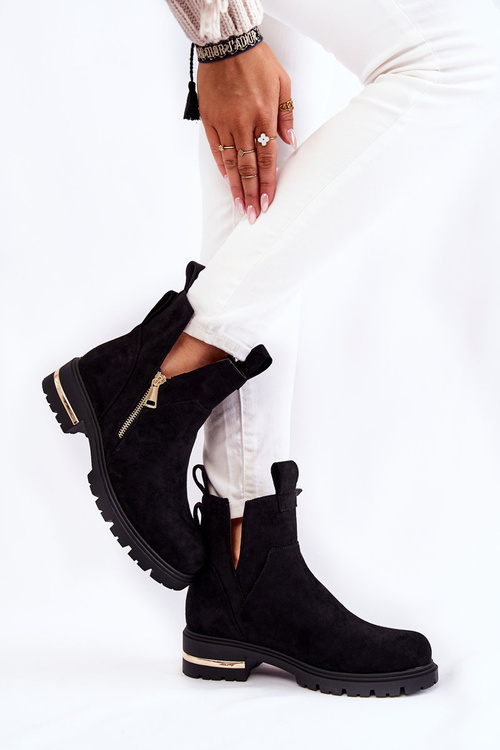 Suede Booties With Cutouts Black Klarissa 