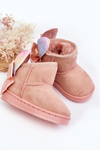 Girl's Padded Snow Boots with Ribbons Pink Meriva