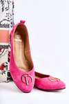Women's Suede Ballerinas With Decoration Nicole 2746 fuchsia 
