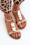 Flat Women's Sandals in Beige Eco Leather Jeritellia