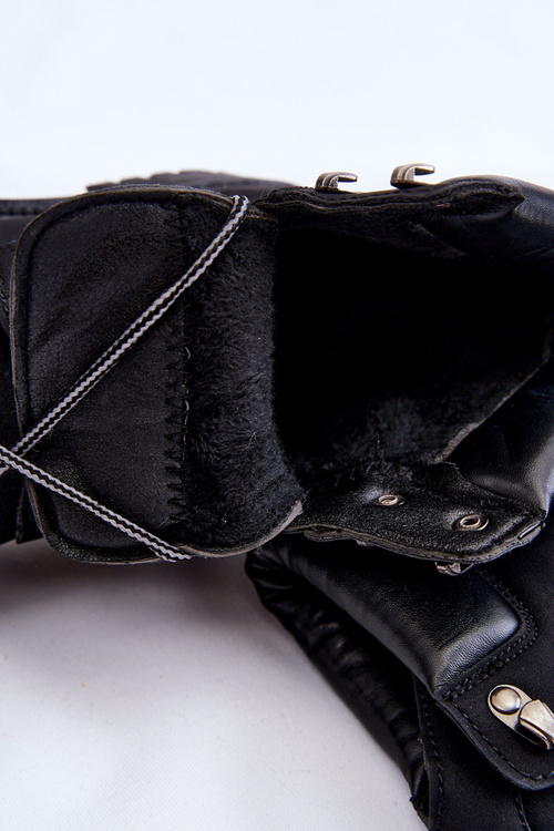 Women's Insulated Trapper Boots Lace Up Black Halfway