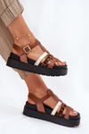Womens sandals with straps on platform Camel Gallari