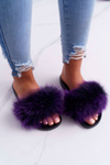 Women's Flip Flops with Natural Fur Purple Naturis