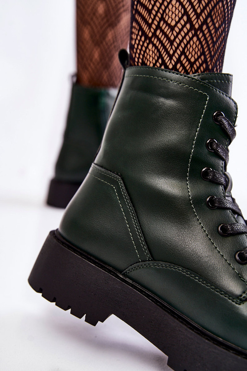 Botki Damskie Platforma Zielone Randi