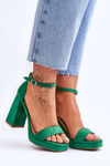 Fashionable Suede Square Heel Sandals Green Merila