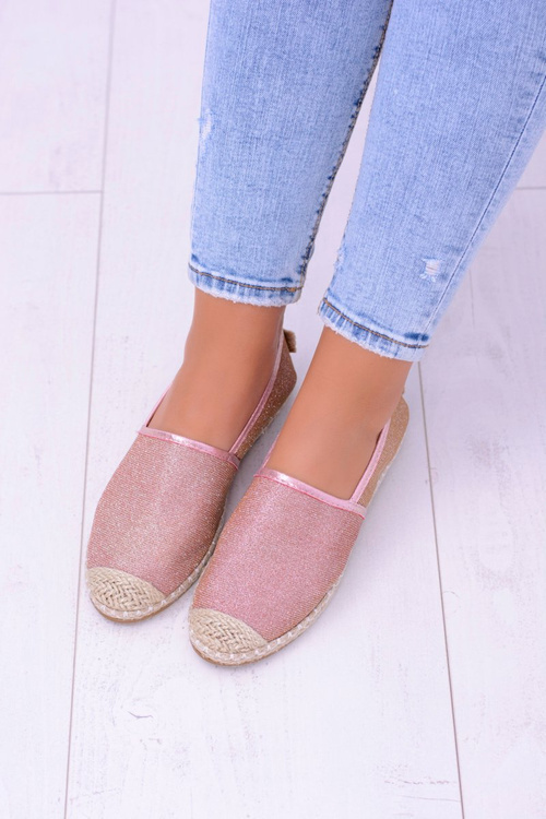 Brokatowe Espadryle Lu Boo Różowe Złoto