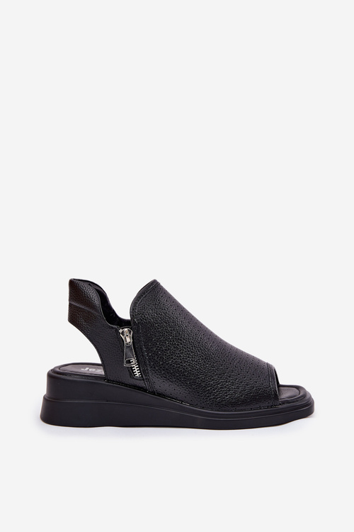 Ladies Wedge Sandals Black Mevinette