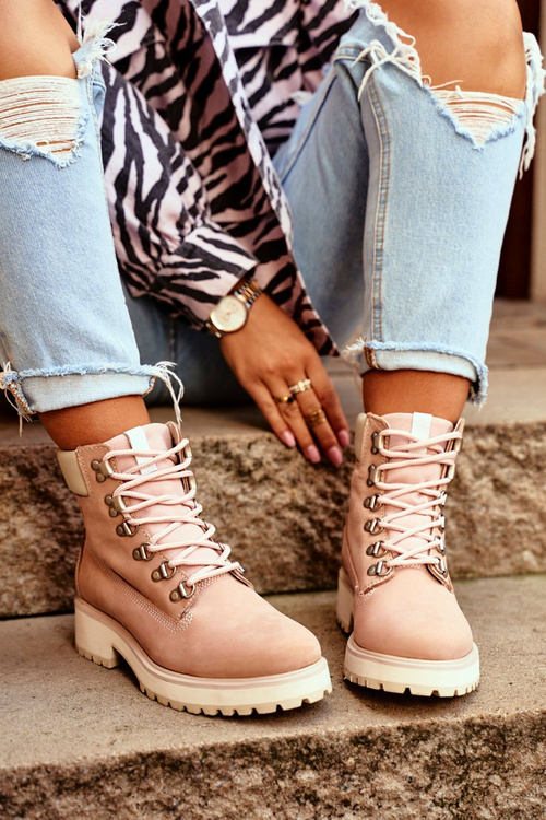 Women's Booties Trappers Big Star Pastel Pink EE274034