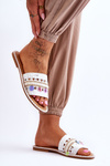 Women's Braided Embellished Slippers White Millano