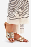 Flat Ladies Slippers With Intertwining Straps Gold Selaenor