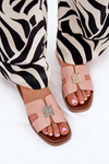 Flat Slippers With Cutouts And Decoration Dirty Pink Bohalis