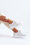 Sportowe Buty Trampki Damskie Skóra Naturalna Białe Brumia 7890 