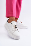 Women's Leather Sneakers with Bear White Mirven