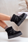 Snow boots on platform with lacing black Izathiel