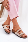 Fabric Women's Slippers on Cork Platform with Buckles Camel Osoffe