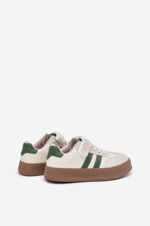 Dziecięce Sneakersy Na Platformie Beżowo-Zielone Sopiaella