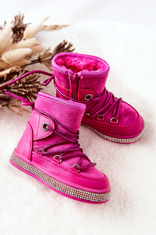 Children's Snowboots with Zircons Fuchsia Wellma