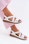 Women's Leather Sandals With Velcro Maciejka L6848-11 White