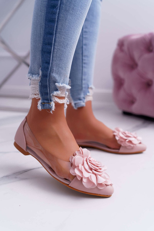 Women's Lu Boo Pink Ballerinas With Flower Transparent Dairin