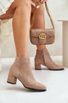 Eco Suede Ankle Boots With Zipper Dark Beige Sairis