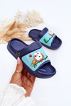 Light Children's Slides Sandals With Animal Motif navy blue Rico 
