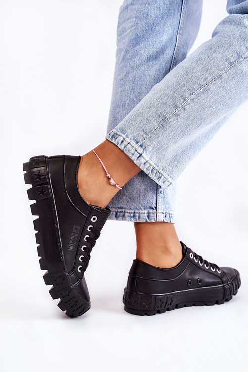 Fashionable Leather Sneakers Big Star KK274143 Black