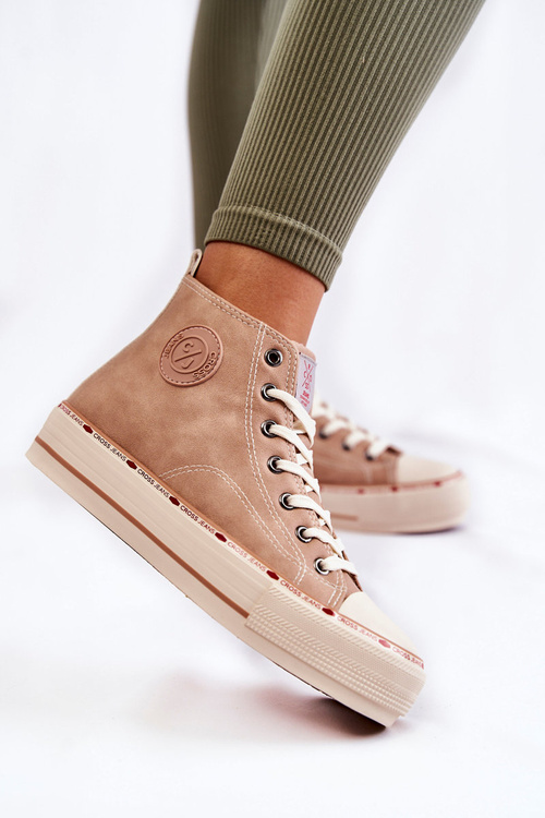 Women's High Warmed up Sneakers Cross Jeans KK2R4045C Beige